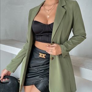 SHEIN SINGLE BREASTED ARMY GREEN BLAZER